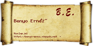 Benyo Ernő névjegykártya